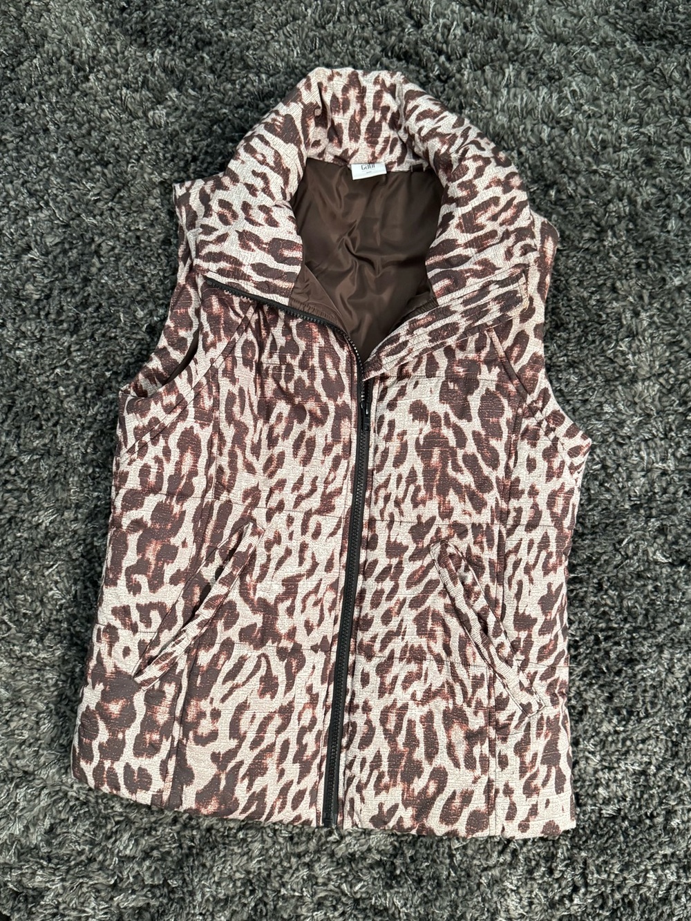 CABI Animal Print Juliet Puffer Vest- Size Small